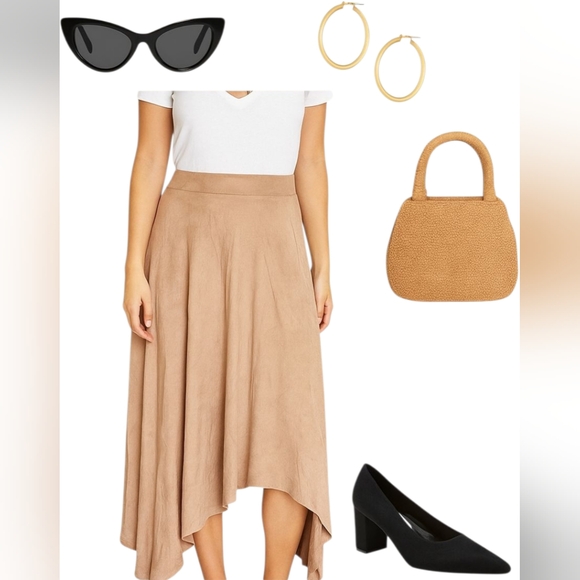 Sensational Collection Dresses & Skirts - ❤️Sensational Collection Tan Suede Asymmetrical Fairycore Cottagecore Skirt☆